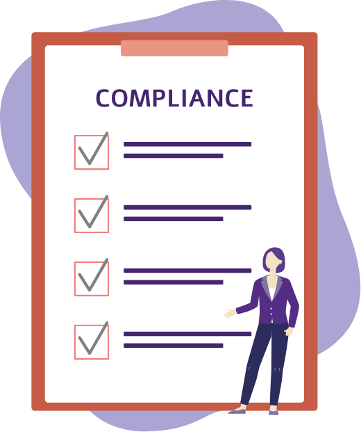 graphic of clipboard with checkboxes titled compliance